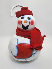 Vintage 1996 Signed Handpainted Snowman Gourd Christmas Winter 8 Inch