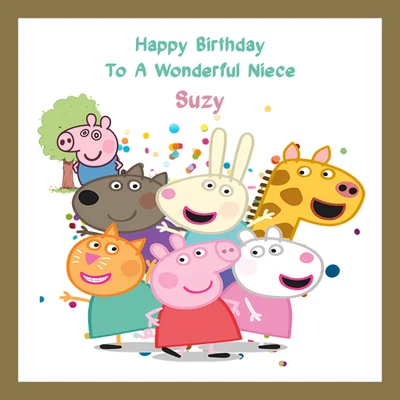 AMLDESIGN personalised peppa pig birthday card daughter girls niece granddaughter sister