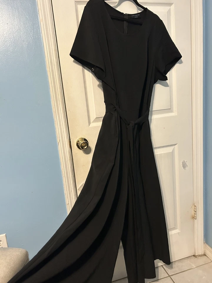 Macacão feminino Lane Bryant preto perna larga com cinto tamanho 24 - Imagem 4 de 4