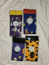 Halloween Print Socks Women's L/XL 4pc New Knee High Ghost Pumpkins Skulls