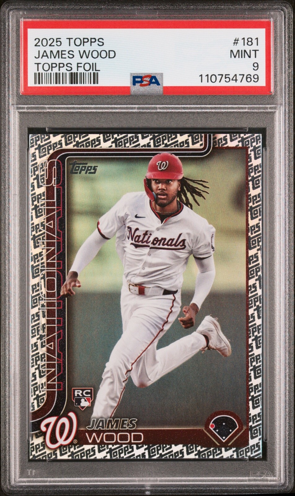 2025 Topps Series 1 - James Wood #181 Topps Foil Pattern (RC) PSA 9 MINT LOW POP