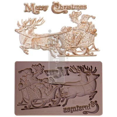 Silicone Molds for Resin ReDesign Prima SANTAS SLEIGH Christmas Clay Fondant 