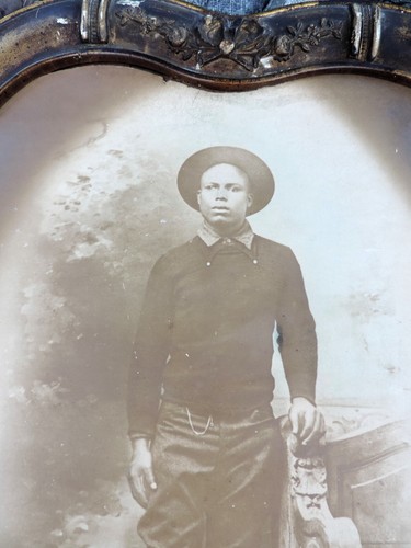 Vintage Black Buffalo Soldier Heart Shaped Frame Photographic Portrait - Picture 4 of 9