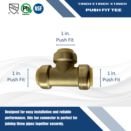 5 piezas XFITTING 1" Push Fit Tee Fitting, 1" Push to Connect, latón sin plomo - Imagen 4 de 7