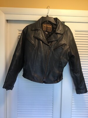 HUDSON LEATHER Womens Size L Motorcycle Biker JACKET w