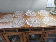 Studio Nova Sun Valley Luncheon 7  Plates Round Clear Glass Vintage - Germany
