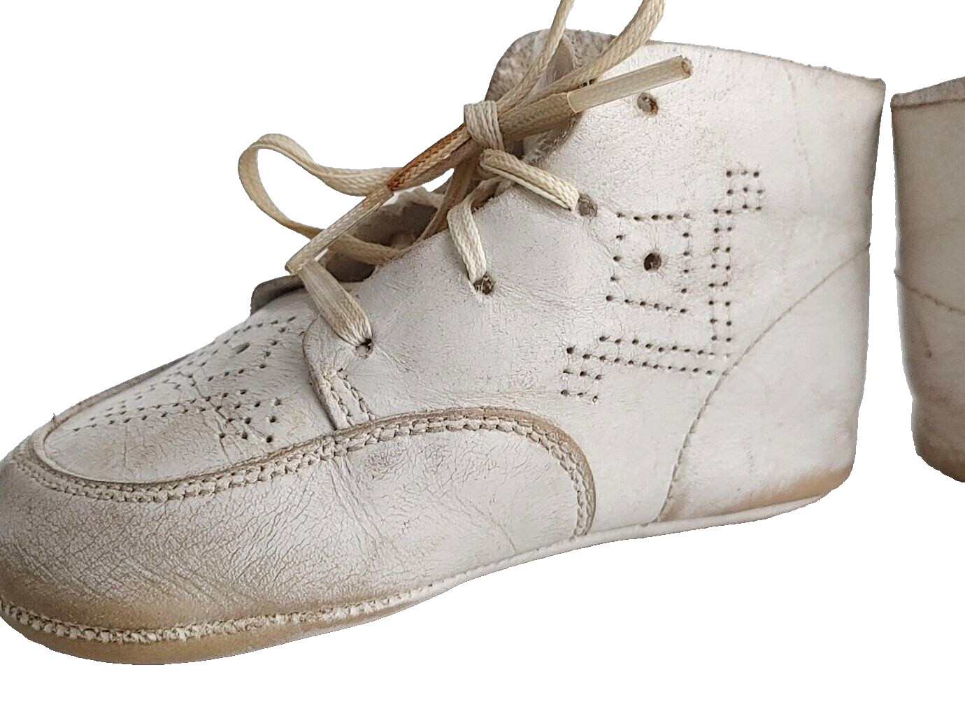 Vintage Poll-Parrot Baby Shoes Lace-Up High Top White #20732