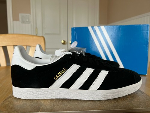 ADIDAS GAZELLE MEN'S ORIGINALS SHOES SIZE 10 CORE BLACK WHITE METALLIC GOLD - 第 1/6 張圖片