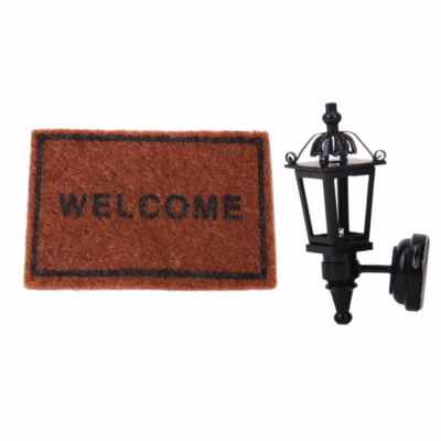 Miniatur Metall LED Wand Lampe & Boden Teppich Teppich Puppenstube Möbel 1:12