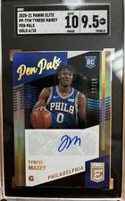 Tyrese Maxey 2020-21 Panini Elite Pen Pals Gold /10 SGC 10 Auto 9.5 Card MT*
