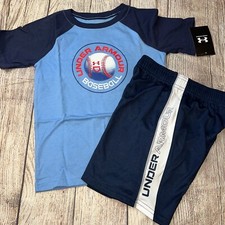 Under Armour Boys Size 5 Baseball Navy Blue Outfit Set NEW