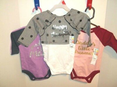 Lot of 3 Garanimals Girls Bodysuits-0/3M & 3/6M-Daddy-Magic-Happy Thoughts