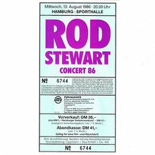 ROD STEWART Concert Ticket Stub HAMBURG GERMANY 8/13/86 SPORTHALLE THE FACES