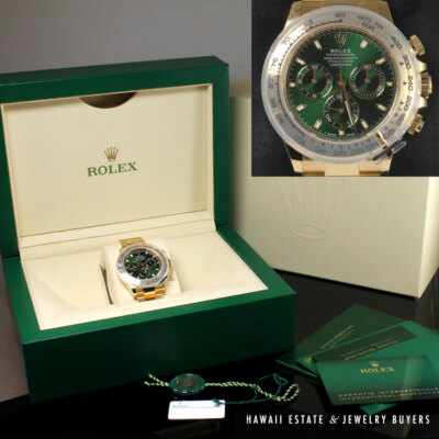 ROLEX DAYTONA 116508 GREEN DIAL YELLOW GOLD 40MM ,FULL SET GREEN