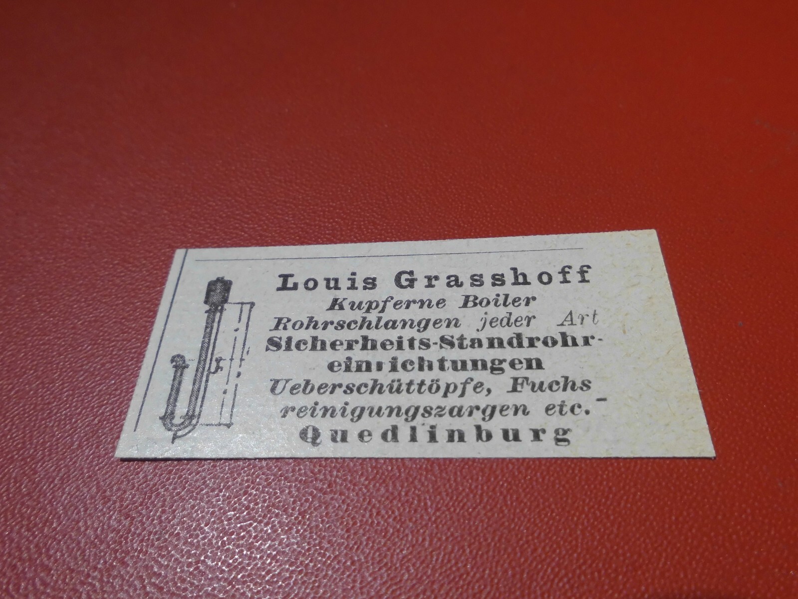 Louis Grasshoff Quedlinburg, Kupferne Boiler Rohrschlangen..:Werbeanzeige 1929