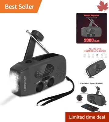 Ultra Portable Emergency Solar Hand Crank Weather Radio - Compact, Lightweight