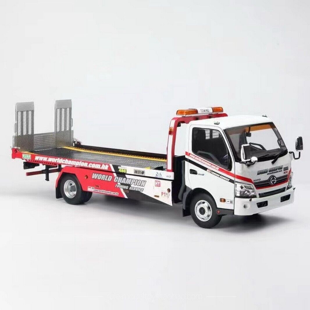TINY 1/18 Scale HINO 300 Flatbed Tow Truck Lorry World Champion Diecast  Model