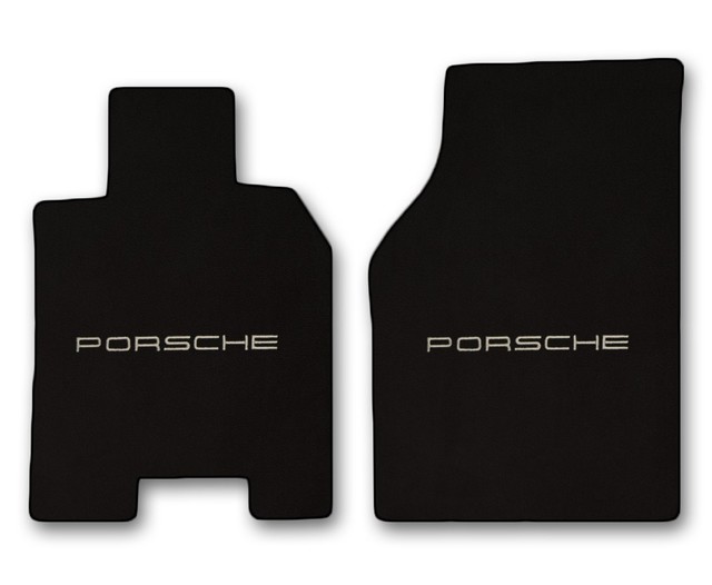 19861991 Porsche 944 2pc Black Carpet Floor Mats with Silver Porsche