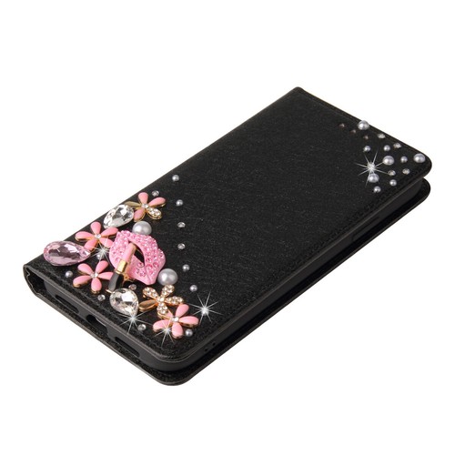 For iPhone 11 Pro 12 5 6 7 8 Plus XR Glitter Flower PU Leather Wallet Case Cover - Bild 10 von 17