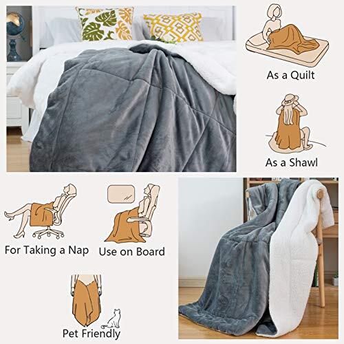 Grey Sherpa Fleece Blanket Size, Fuzzy Plush Flannel Blanket for Twin Gray - Picture 8 of 8
