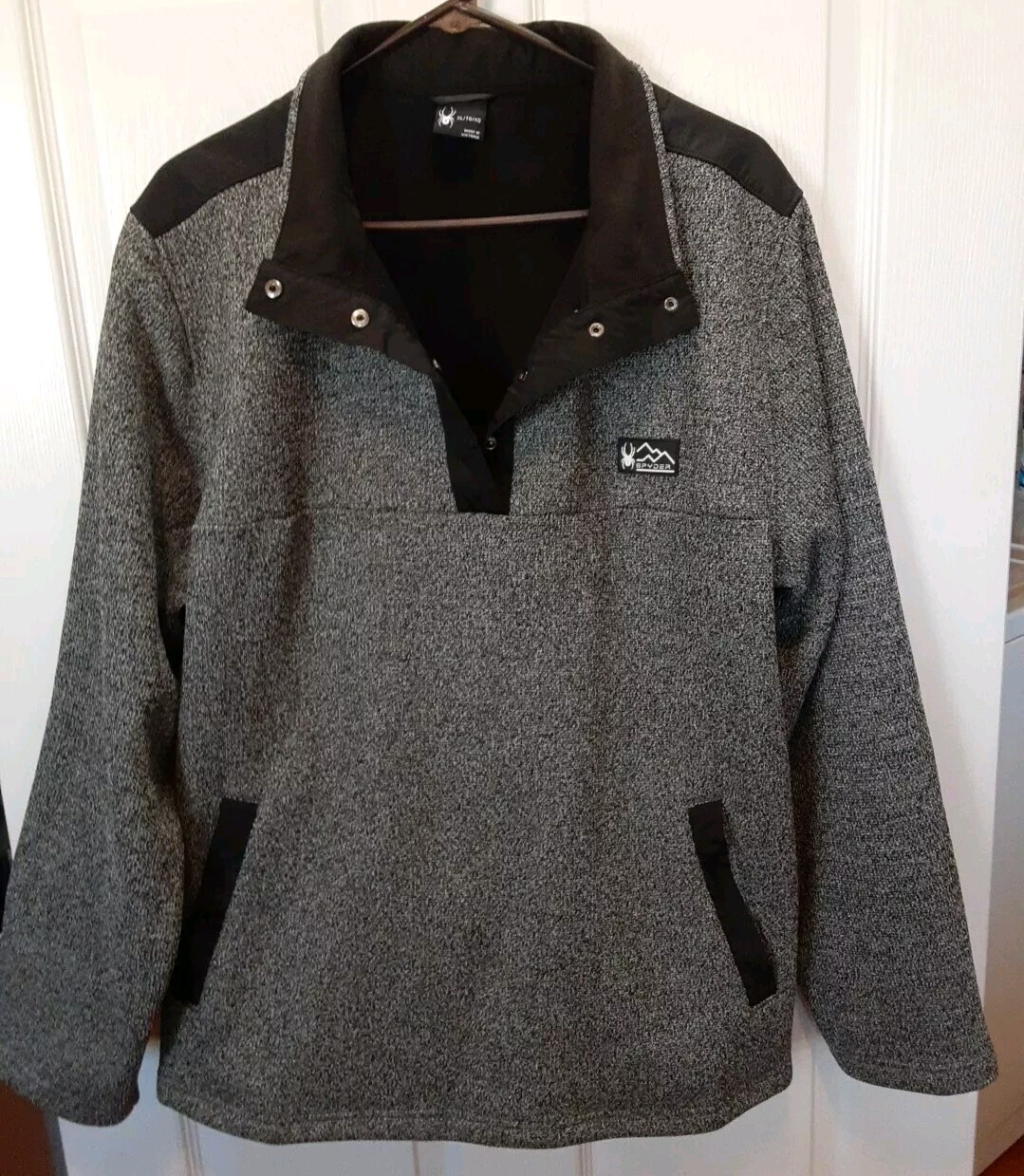 Spyder Soft Shell Knit Jacket Snap Pullover Black… - image 1