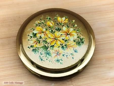 Yellow Flowers-Vintage Ladies Powder Compact -0ye