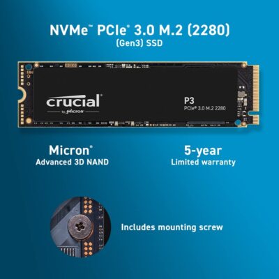 Crucial P3 M.2 SSD 2TB（CT2000P3SSD8JP） Crucial P3 2TB Internal SSD, PCIe 3.0 3D NAND NVMe M.2, up to