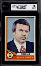 1974-75 OPC #161 DON CHERRY ROOKIE CARD KSA 9 MINT