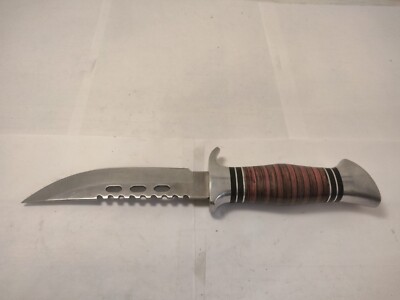 Columbia USA Saber Fixed Blade Hunting Knife Iron Cross Flames Saw Back
