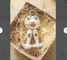 New Dresden Paper Turnip Guy Happy Sad Halloween Ornament Glass Eyes