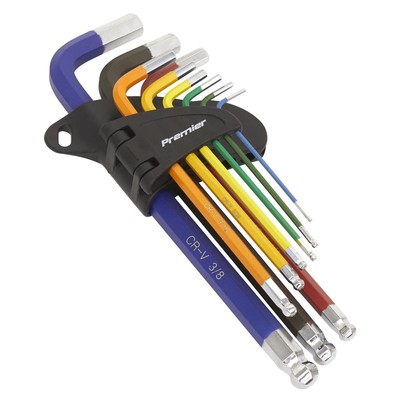Sealey AK7197 Kugelkopf-Sechskantschlüssel-Set 9-teilig lang farbcodiert imperial