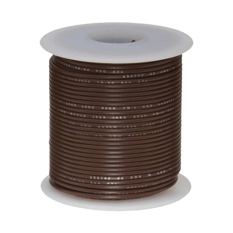 20 AWG Gauge SXL Automotive Stranded Hook Up Wire, 25 ft, Brown, 60 Volts