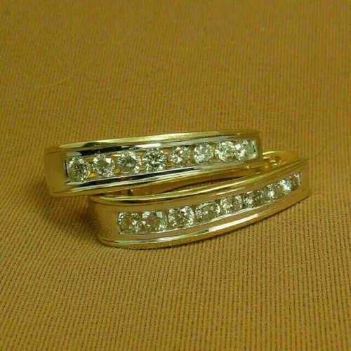 2Ct Round Cut Lab Created Diamond Woman's Hoop Earrings 14K Yellow Gold Plated - Picture 4 of 15