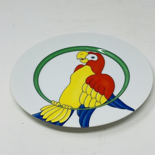 Vintage Fitz And Floyd Parrot In Ring Ceramic Plate 1979 Macaw Parrot Yellow Red - Picture 4 of 8