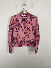 Cabi Pink Floral Cotton Blend Two Button Blazer Jacket Style 804 Size 8
