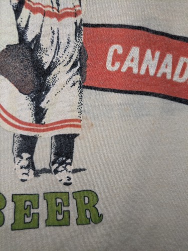 Vintage 80s Trapper Beer Imported Canadian Beige Medium T-Shirt - Picture 4 of 6