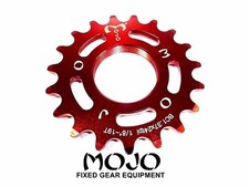 MOJO 19T FIXED GEAR COG - RED ANODIZED Cro-Mo TRACK 1/8 INCH CNC