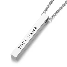 Customized Bar DIY Engraved Name Pendant  925 Sterling Silver Personalized Band