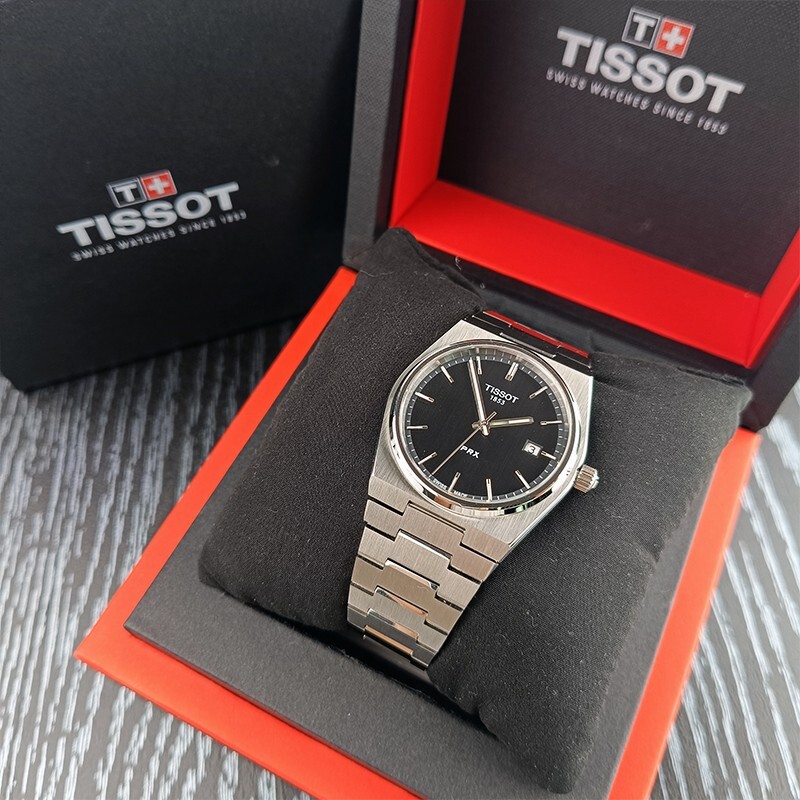 Tissot PRX/316L Black Dial Steel Men 40mm Quartz Steel Watch