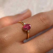 925 Sterling Silver Lab-Created Ruby Ring, Daily Wear Ring, Gift For Her