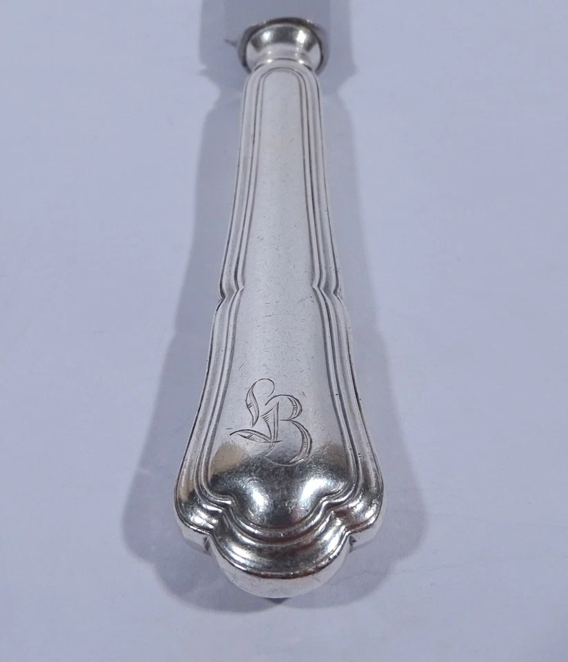 Gebr. Hepp Chippendale Speisemesser L 26 cm 90 er Silber Besteck Monogramm LB - Bild 3 von 4