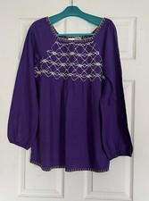 Women Long Raglan Sleeves 100 Cotton Baby Doll Style Top Blouse SZ: M. NWOT