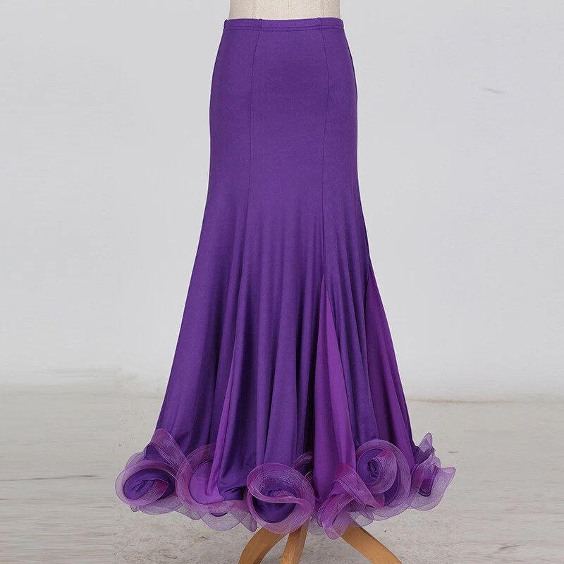 Falda Baile Salsa Latina Flamenco Salón Moderno Tango Vals Vestido Multicolor Foto 3 de 4