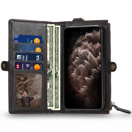 Premium Genuine Leather Stand/Zipper Cover/Wallet/Flip Case for iPhone 11 (6.1") - Picture 8 of 18