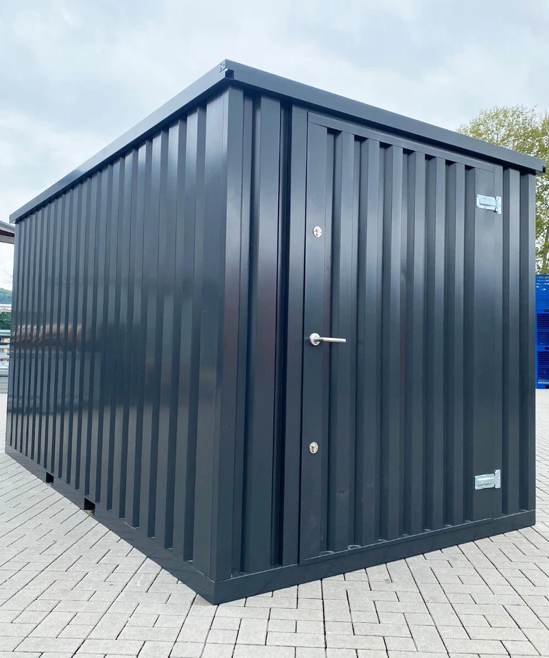 3m Gartenhaus Lagerschuppen Gartenhütte Werkzeuglager Blechcontainer Anthrazit - Bild 2 von 4