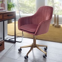 FineBuy Schreibtischstuhl Samt Rosa Drehstuhl Mit Lehne 120 Kg Schalenstuhl