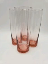 Vintage Hand Blown Pink Collins High Ball Glasses Set Of 4 Barware #2   