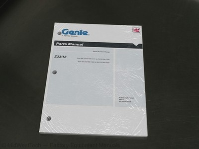 Terex Genie Z33/18 Articulated Boom Lift Parts Manual Exploded View Diagram Book