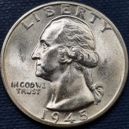 1945 D Washington Quarter 25c Silver BU UNC GEM Brilliant Uncirculated #97167