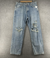 We The Free Straight Leg Jeans Women Size 31 Light Blue Denim Distressed NEW